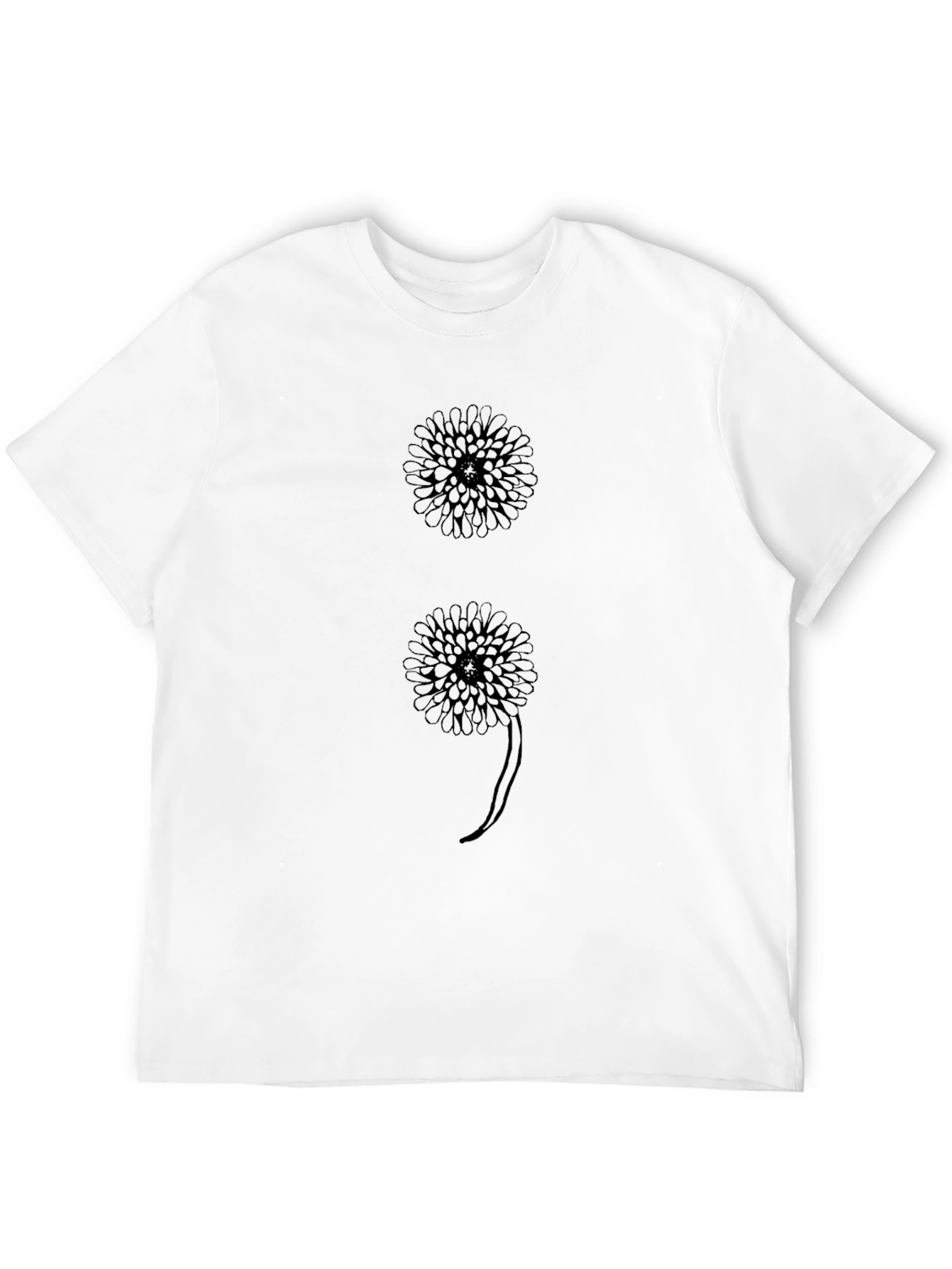 Floral Semicolon Graphic Tee - Black Cotton T-Shirt