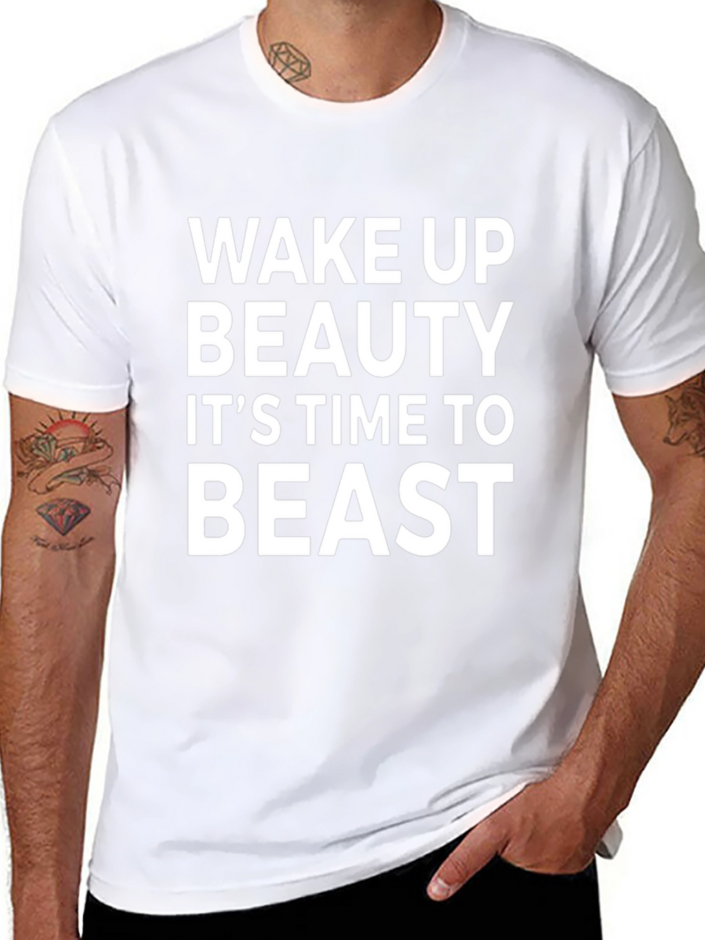 Wake Up Beauty Its Time to Beast Black T-Shirt