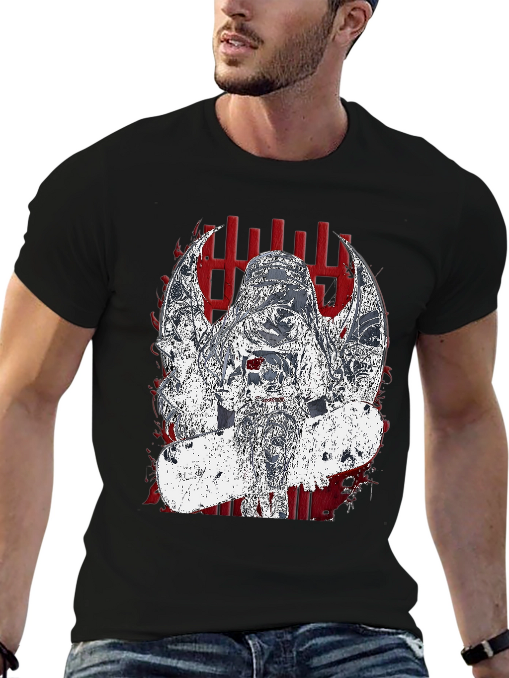 Edgy Graphic Tee - Dark Angel Skateboard Design