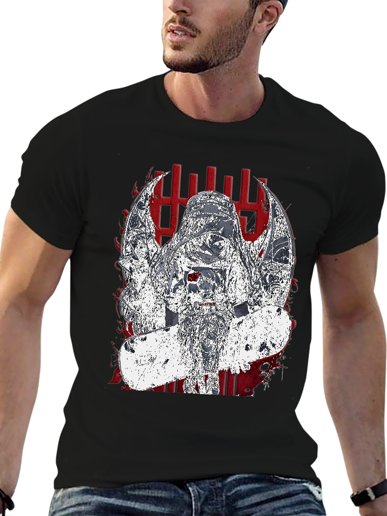 Edgy Graphic Tee - Dark Angel Skateboard Design