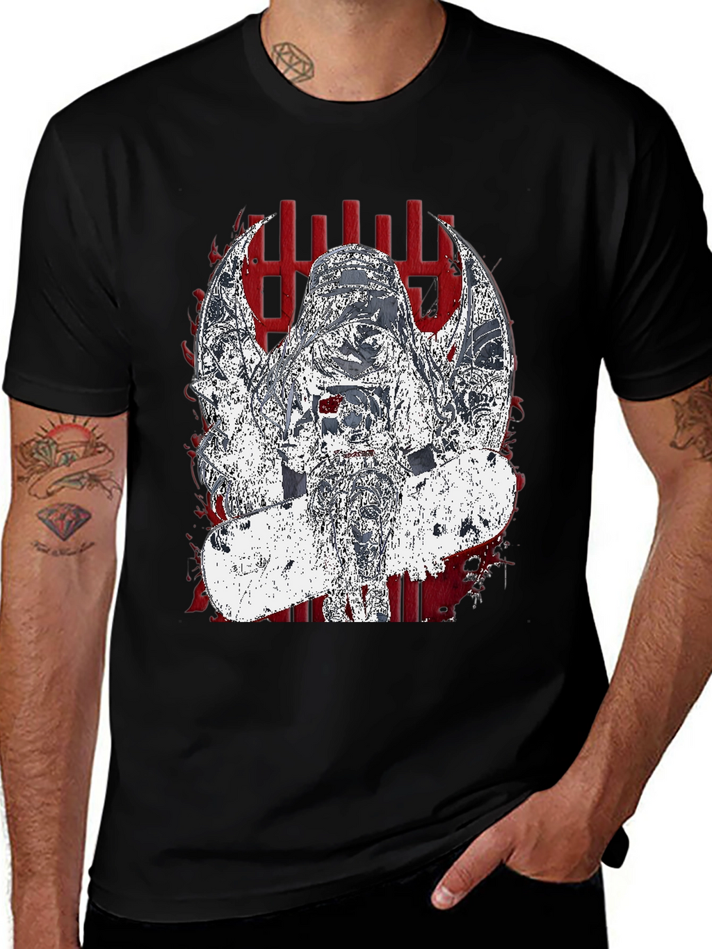 Edgy Graphic Tee - Dark Angel Skateboard Design