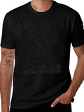 Graphic Black T-Shirt with Farmer Design