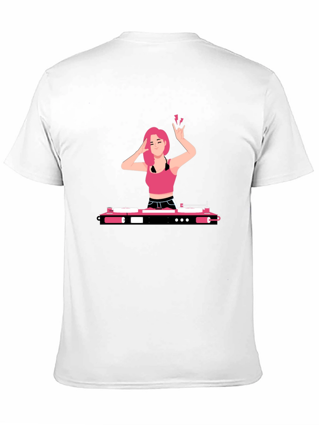 DJ Girl Graphic Tee - Trendy Black T-Shirt