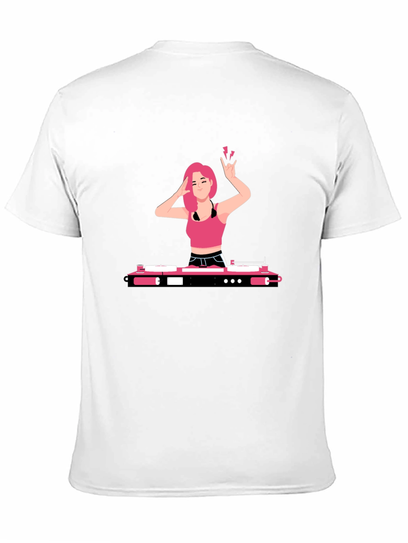 DJ Girl Graphic Tee - Trendy Black T-Shirt