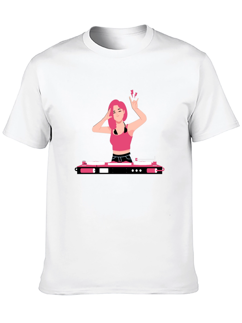DJ Girl Graphic Tee - Trendy Black T-Shirt