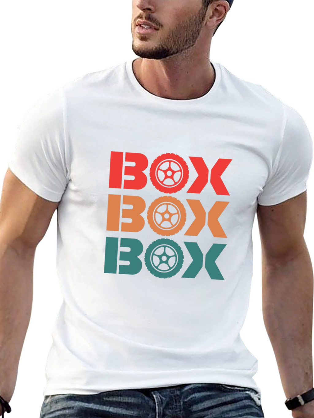 Mens BOX Racing Wheel T-Shirt - Black