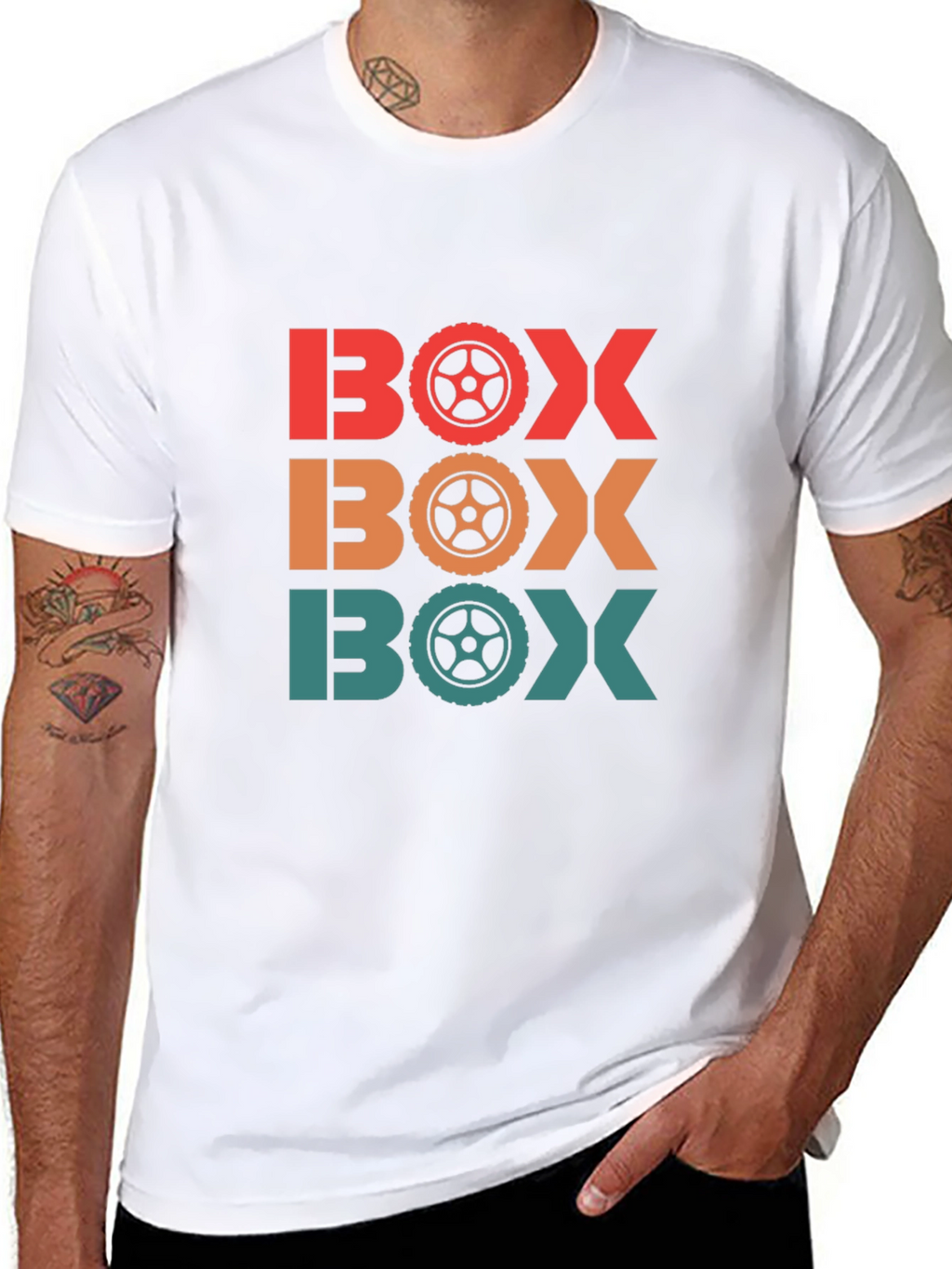 Mens BOX Racing Wheel T-Shirt - Black