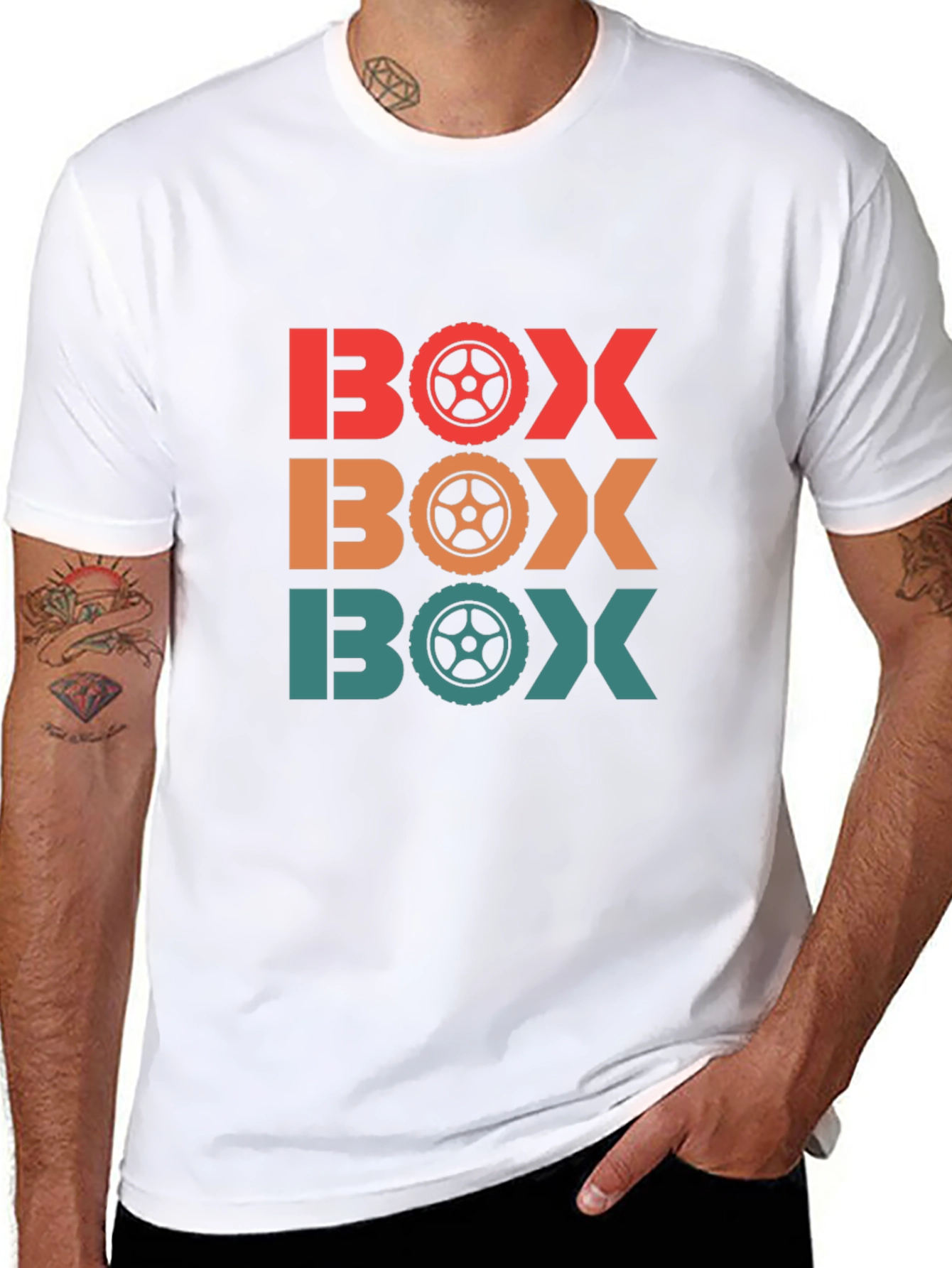 Mens BOX Racing Wheel T-Shirt - Black