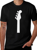 Bass Guitar Headstock Graphic Tee - Black