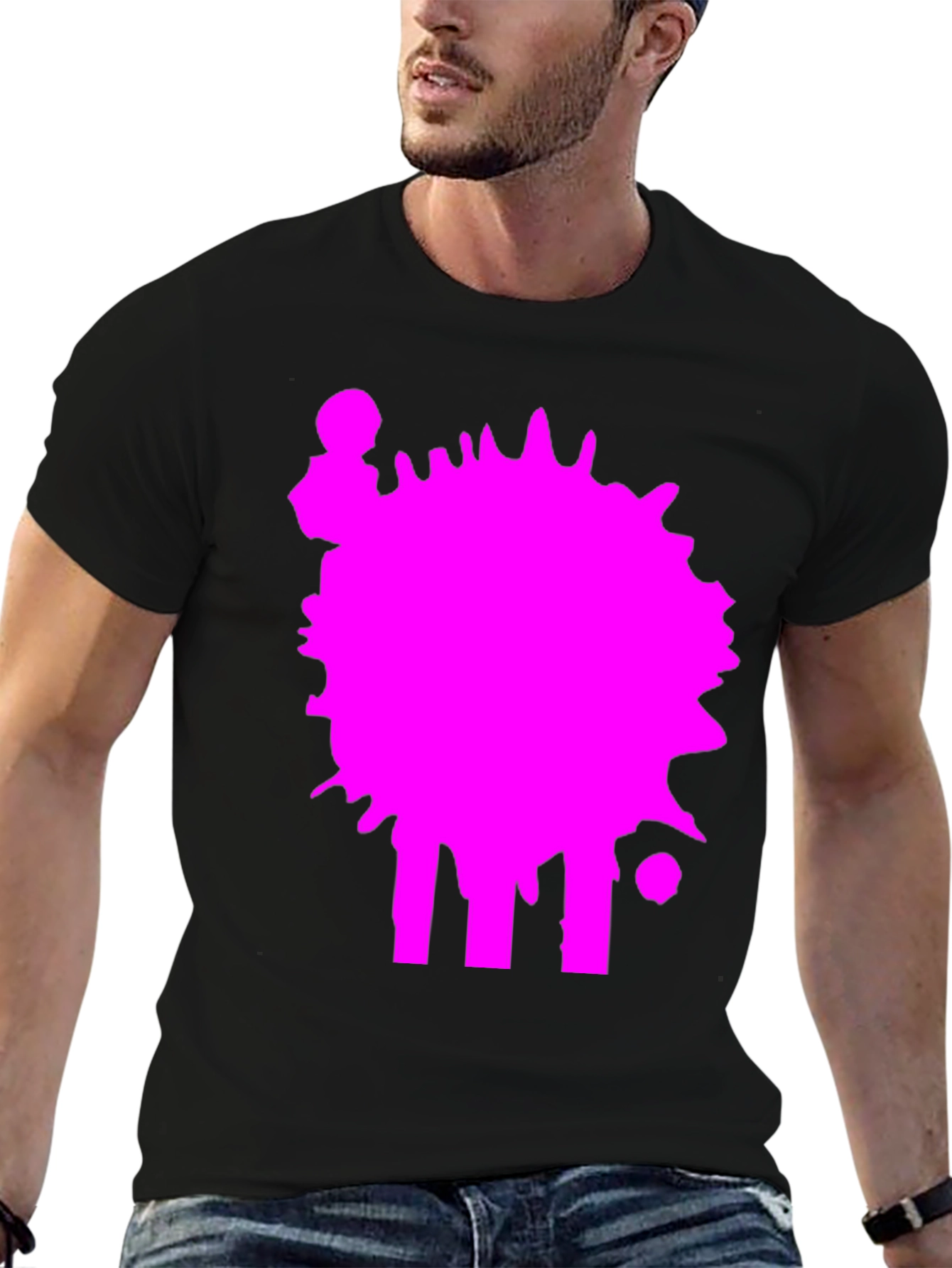 Abstract Splatter Graphic Tee - Casual Black T-Shirt