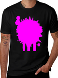 Abstract Splatter Graphic Tee - Casual Black T-Shirt