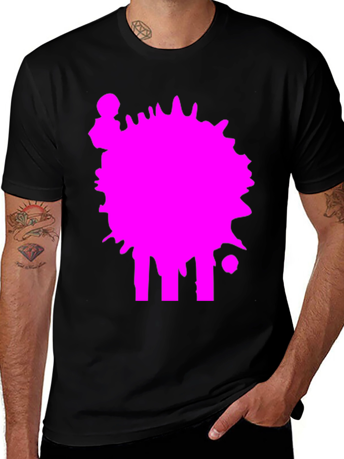 Abstract Splatter Graphic Tee - Casual Black T-Shirt