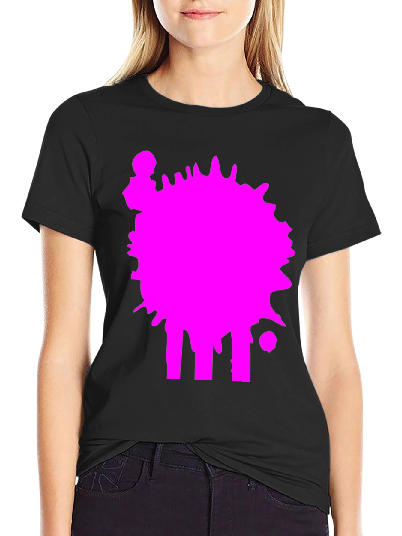 Abstract Splatter Graphic Tee - Casual Black T-Shirt