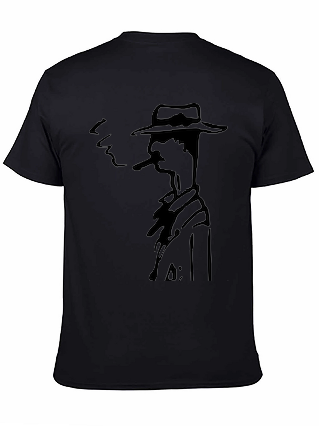 Smoking Man Graphic Tee - Black Cotton T-Shirt