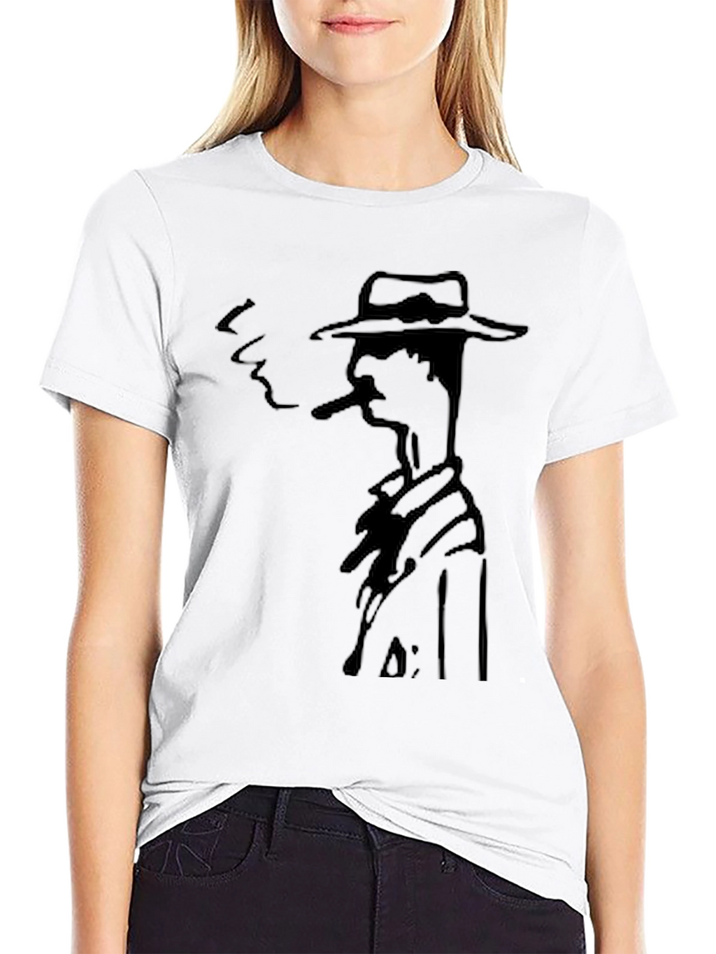 Smoking Man Graphic Tee - Black Cotton T-Shirt