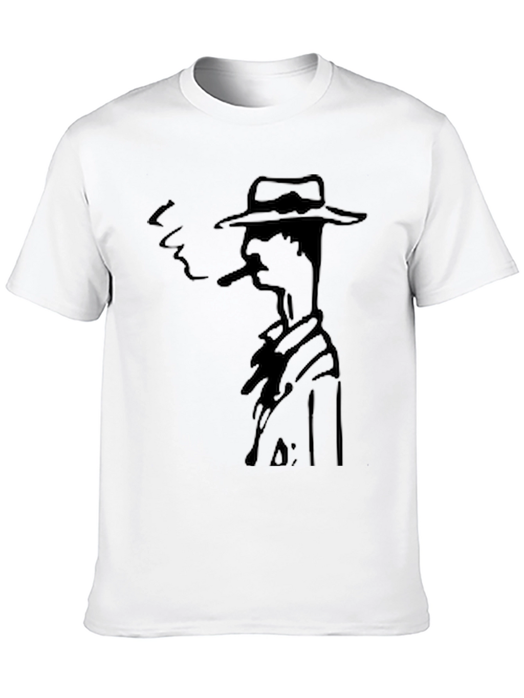 Smoking Man Graphic Tee - Black Cotton T-Shirt