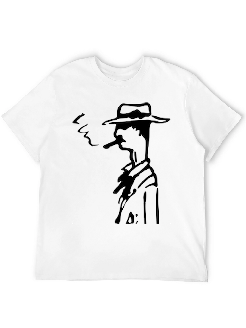 Smoking Man Graphic Tee - Black Cotton T-Shirt