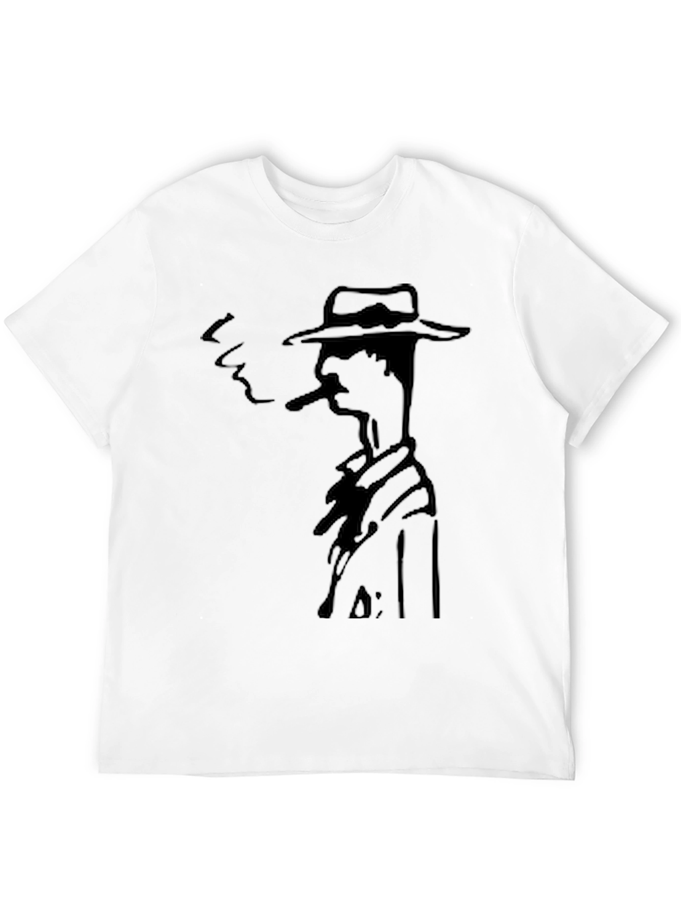 Smoking Man Graphic Tee - Black Cotton T-Shirt
