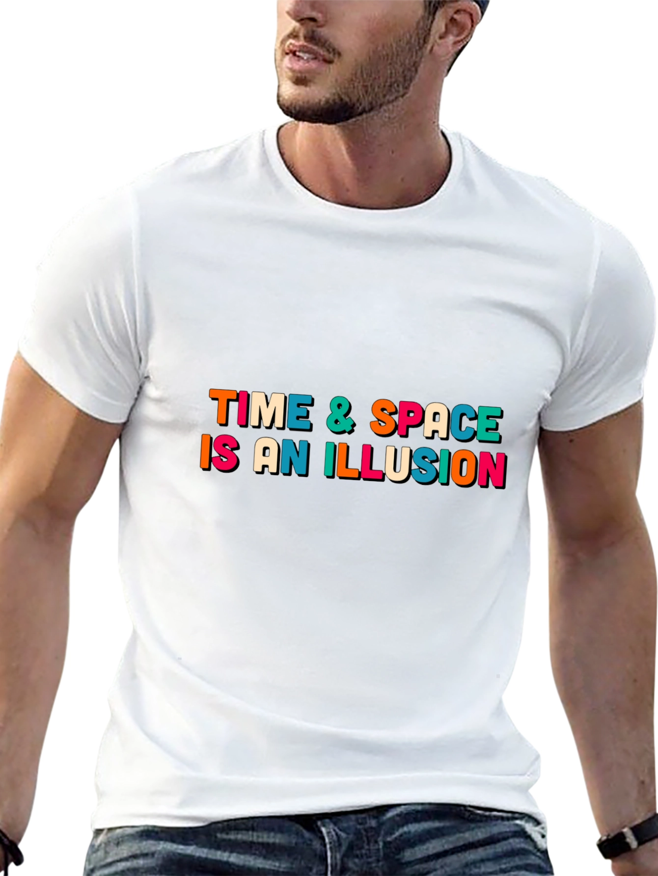 Time & Space Illusion T-Shirt -  Black Casual Tee
