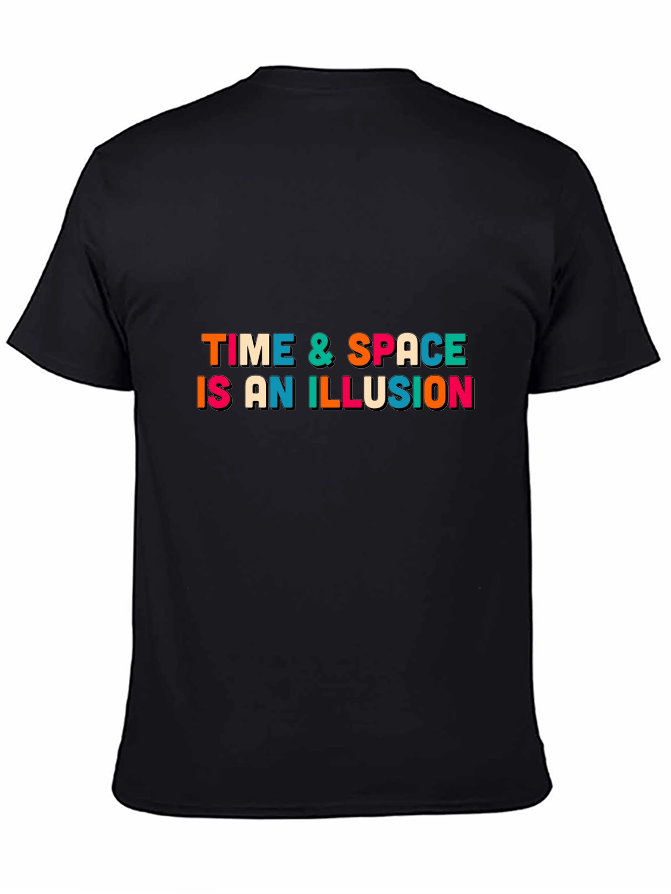 Time & Space Illusion T-Shirt -  Black Casual Tee