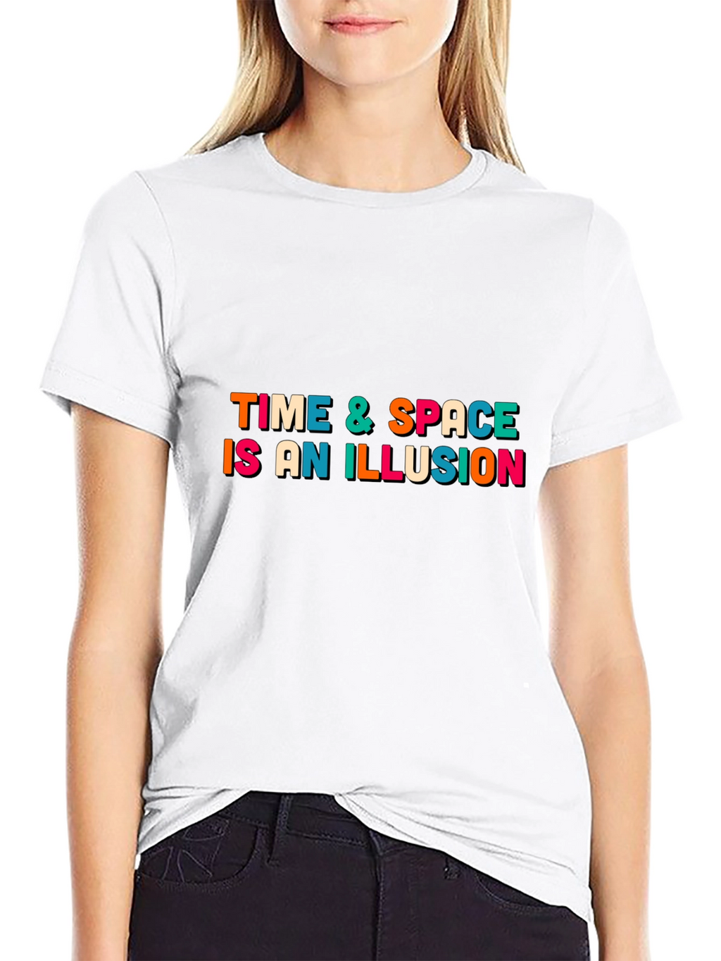 Time & Space Illusion T-Shirt -  Black Casual Tee
