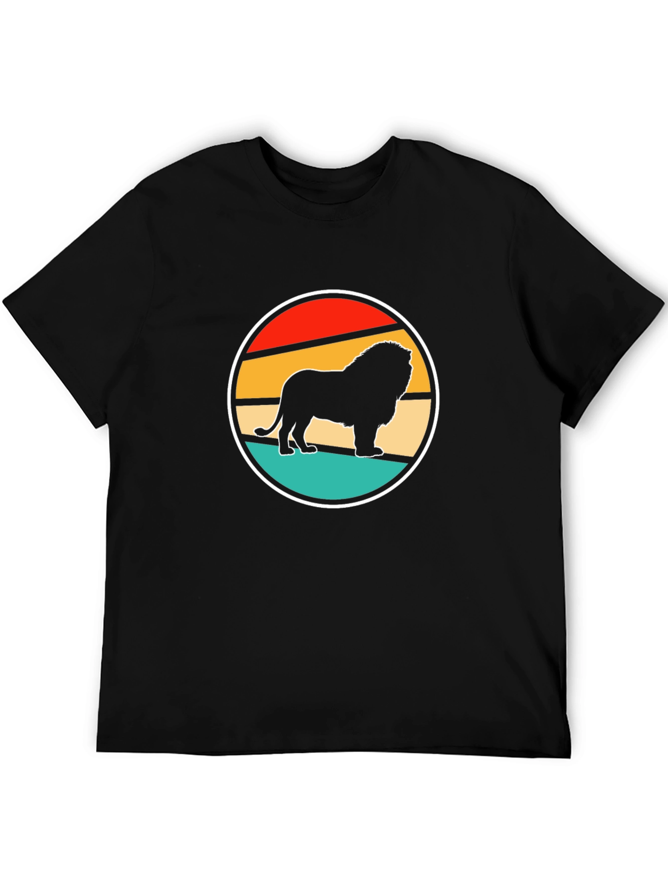 Lion Sunset Graphic Tee - Cool Retro Design