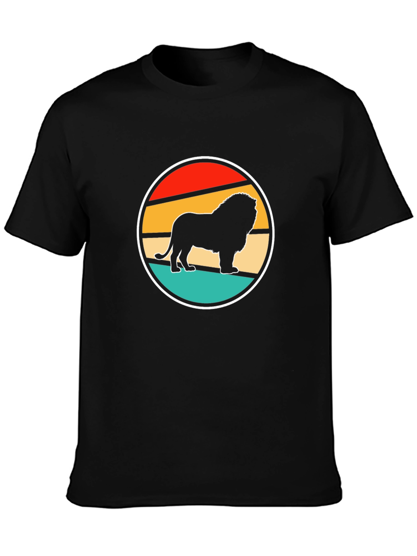 Lion Sunset Graphic Tee - Cool Retro Design