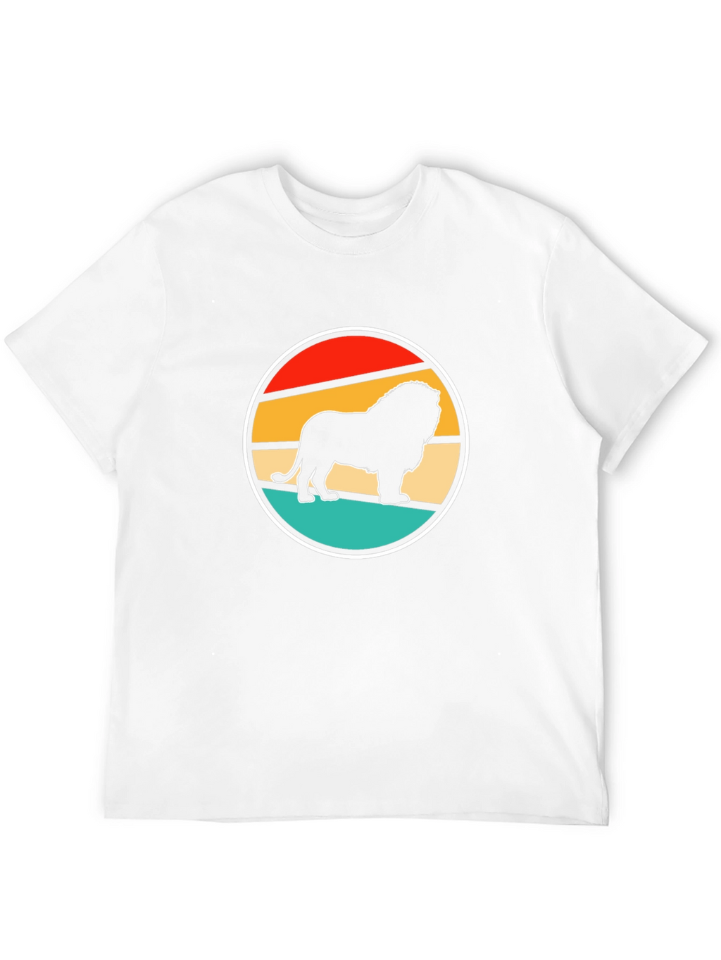 Lion Sunset Graphic Tee - Cool Retro Design