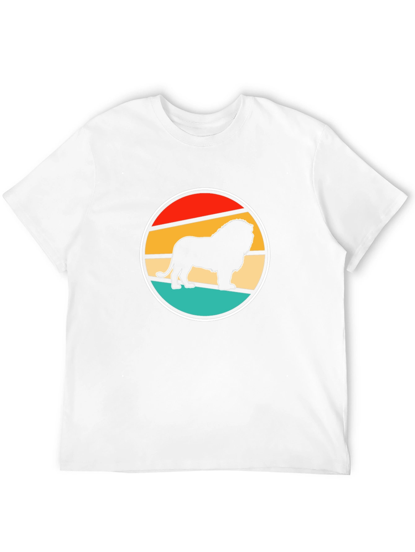 Lion Sunset Graphic Tee - Cool Retro Design