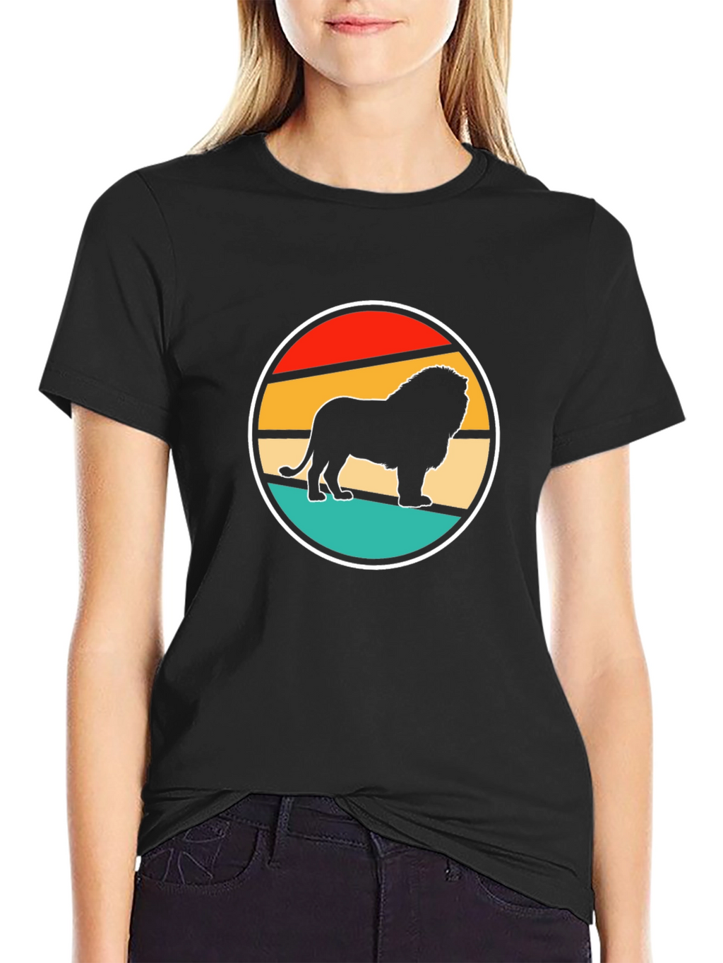 Lion Sunset Graphic Tee - Cool Retro Design