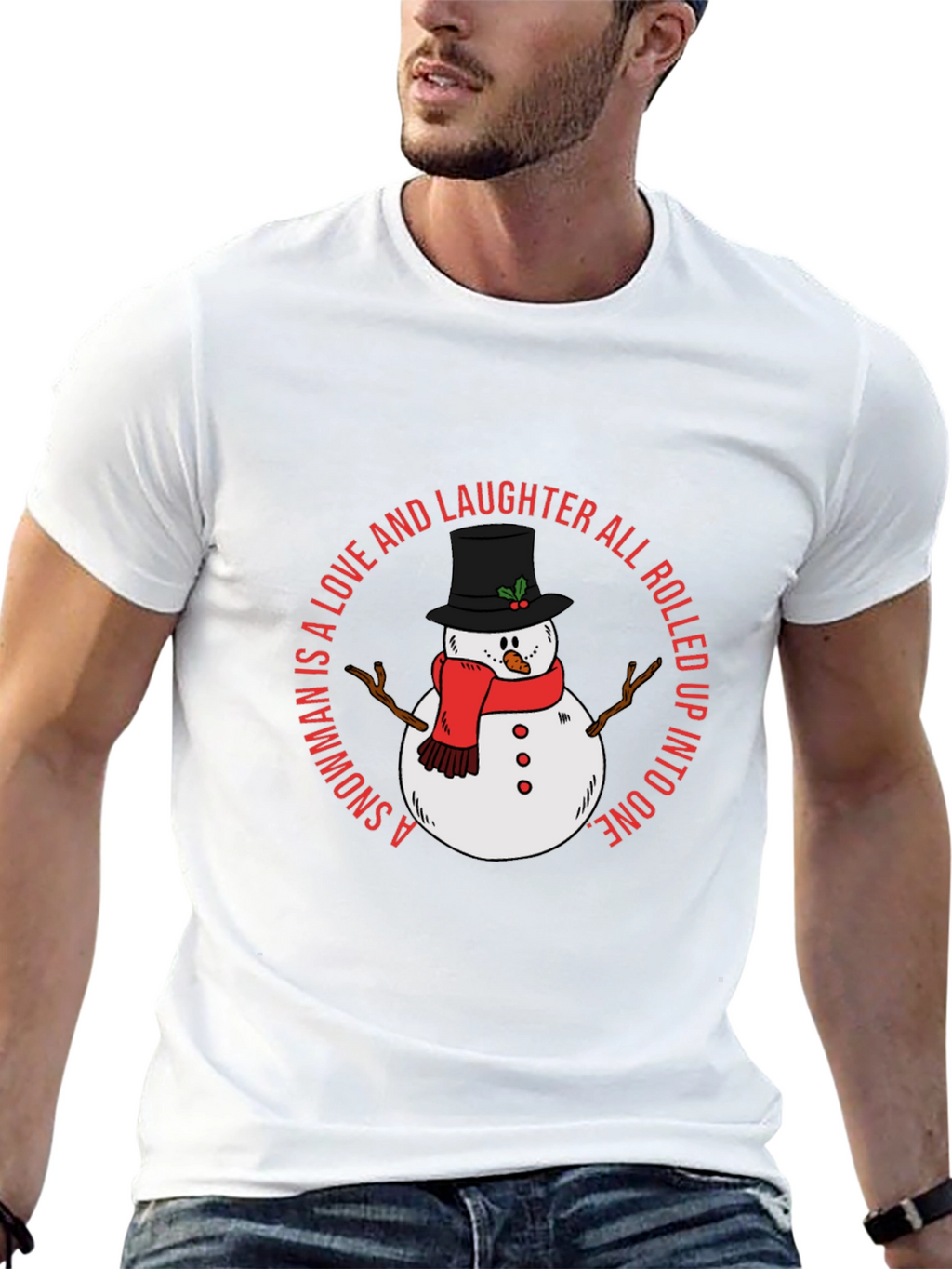 Snowman Love and Laughter Black T-Shirt
