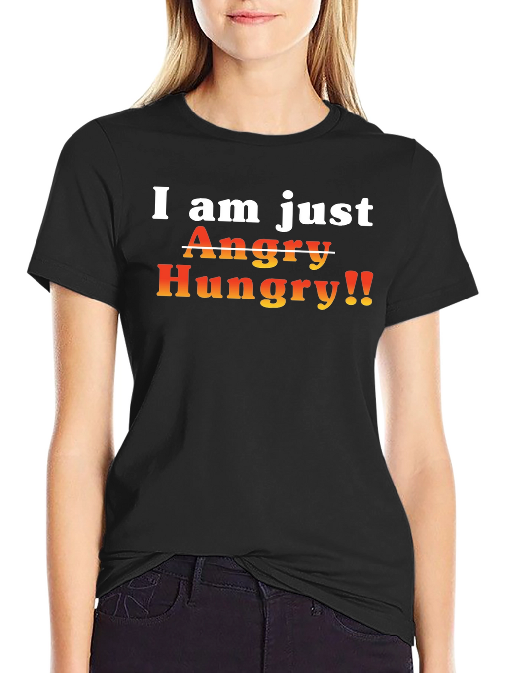 Funny Angry Hungry Mens Black T-Shirt