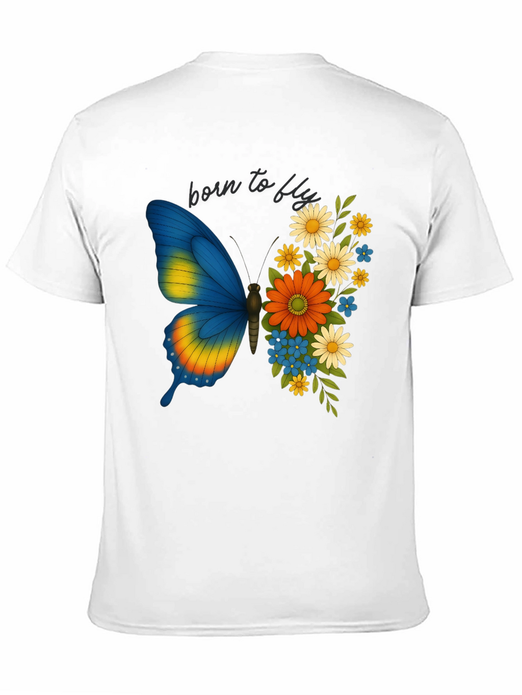 Born to Fly Butterfly Floral Graphic T-Shirt