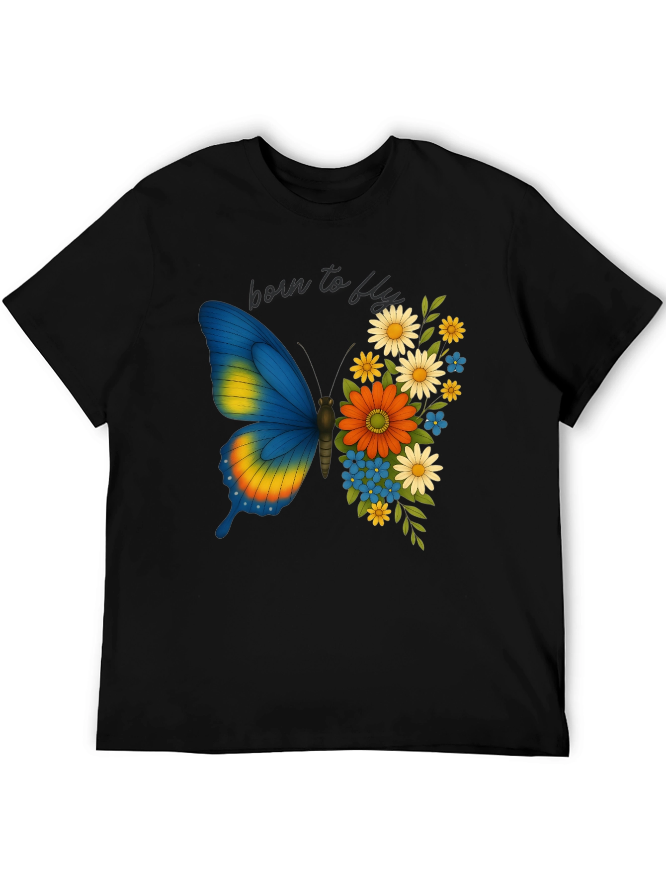 Born to Fly Butterfly Floral Graphic T-Shirt
