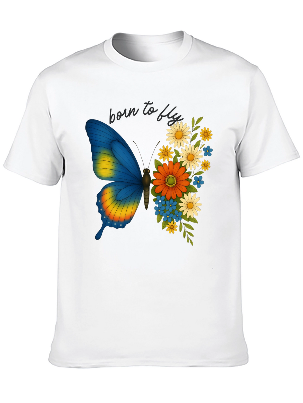 Born to Fly Butterfly Floral Graphic T-Shirt