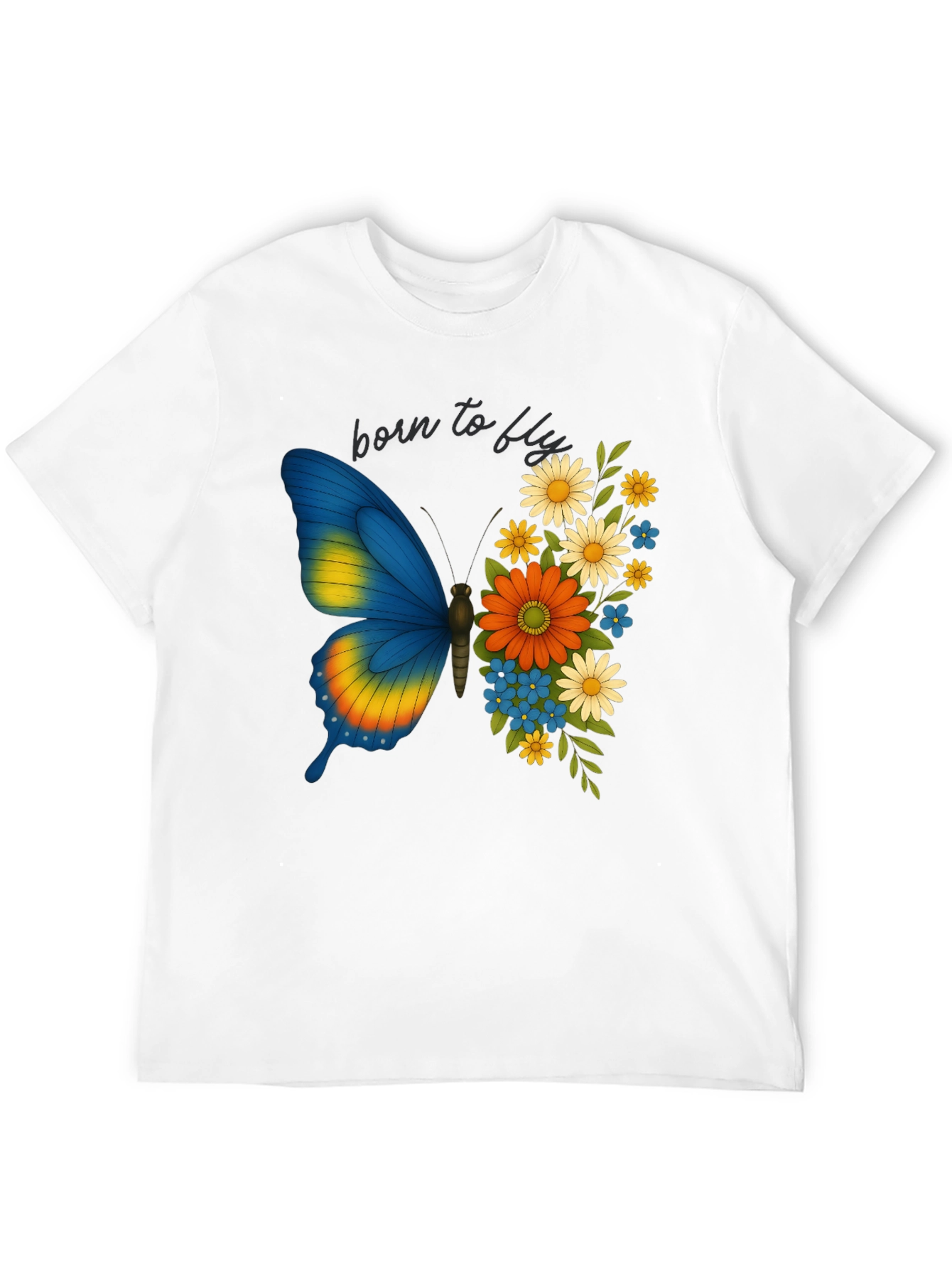 Born to Fly Butterfly Floral Graphic T-Shirt