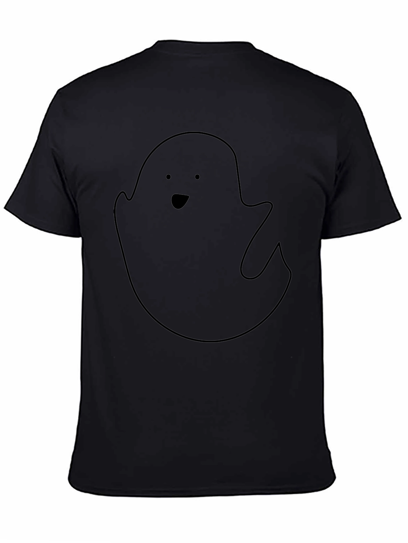 Spooky Ghost Graphic Tee - Black Cotton T-Shirt