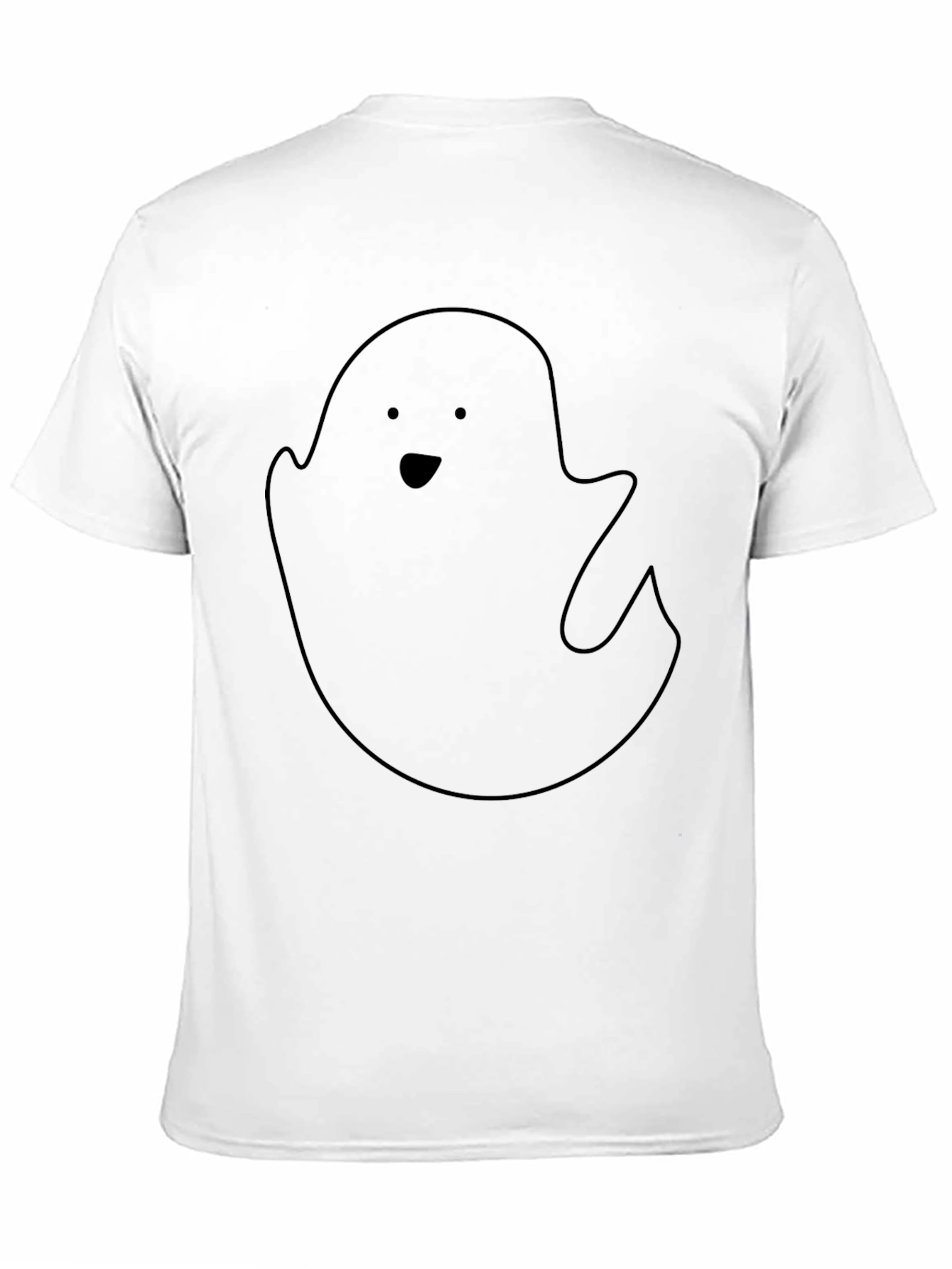 Spooky Ghost Graphic Tee - Black Cotton T-Shirt