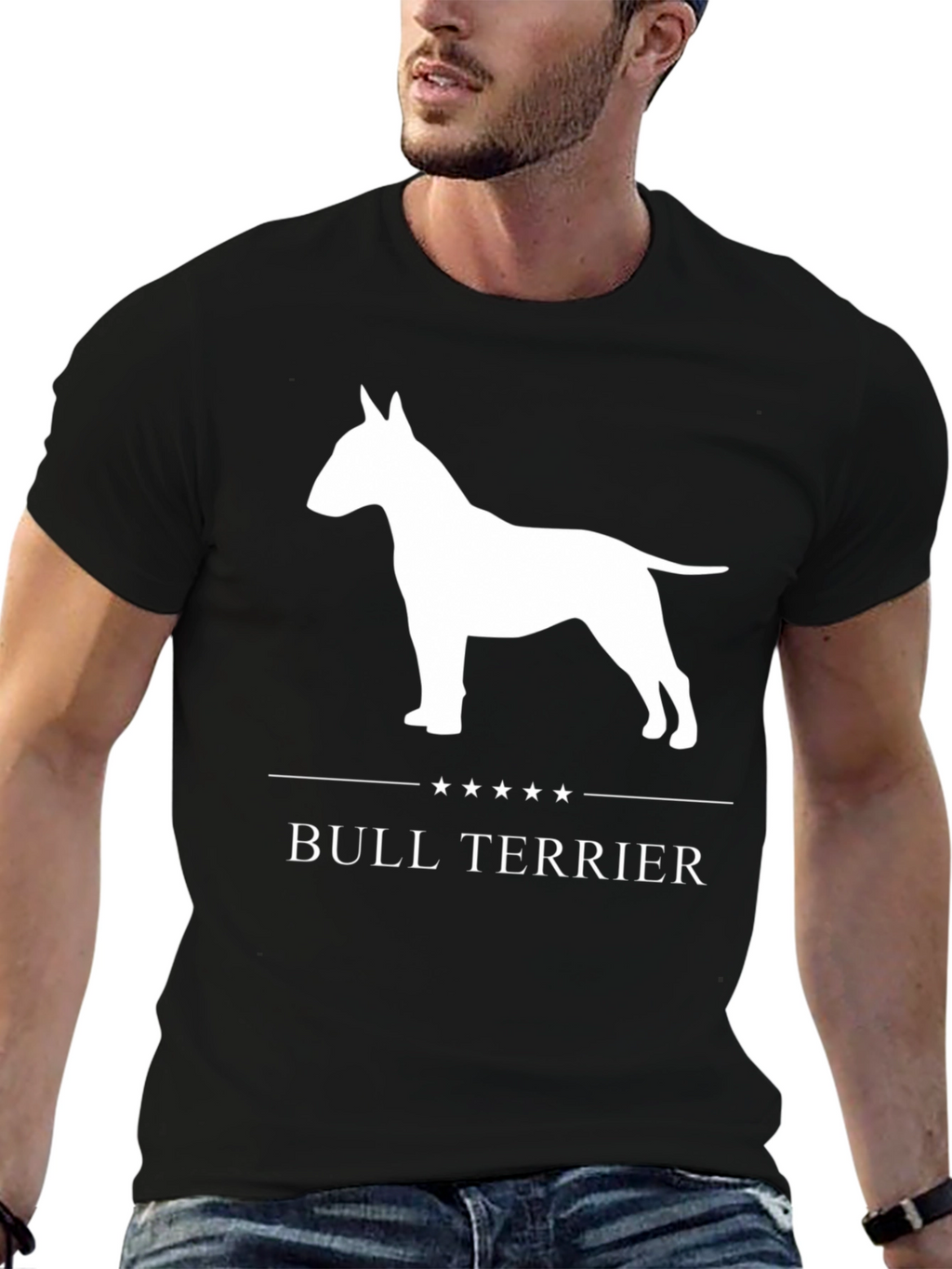 Bull Terrier Dog Graphic Tee - Black Cotton T-Shirt
