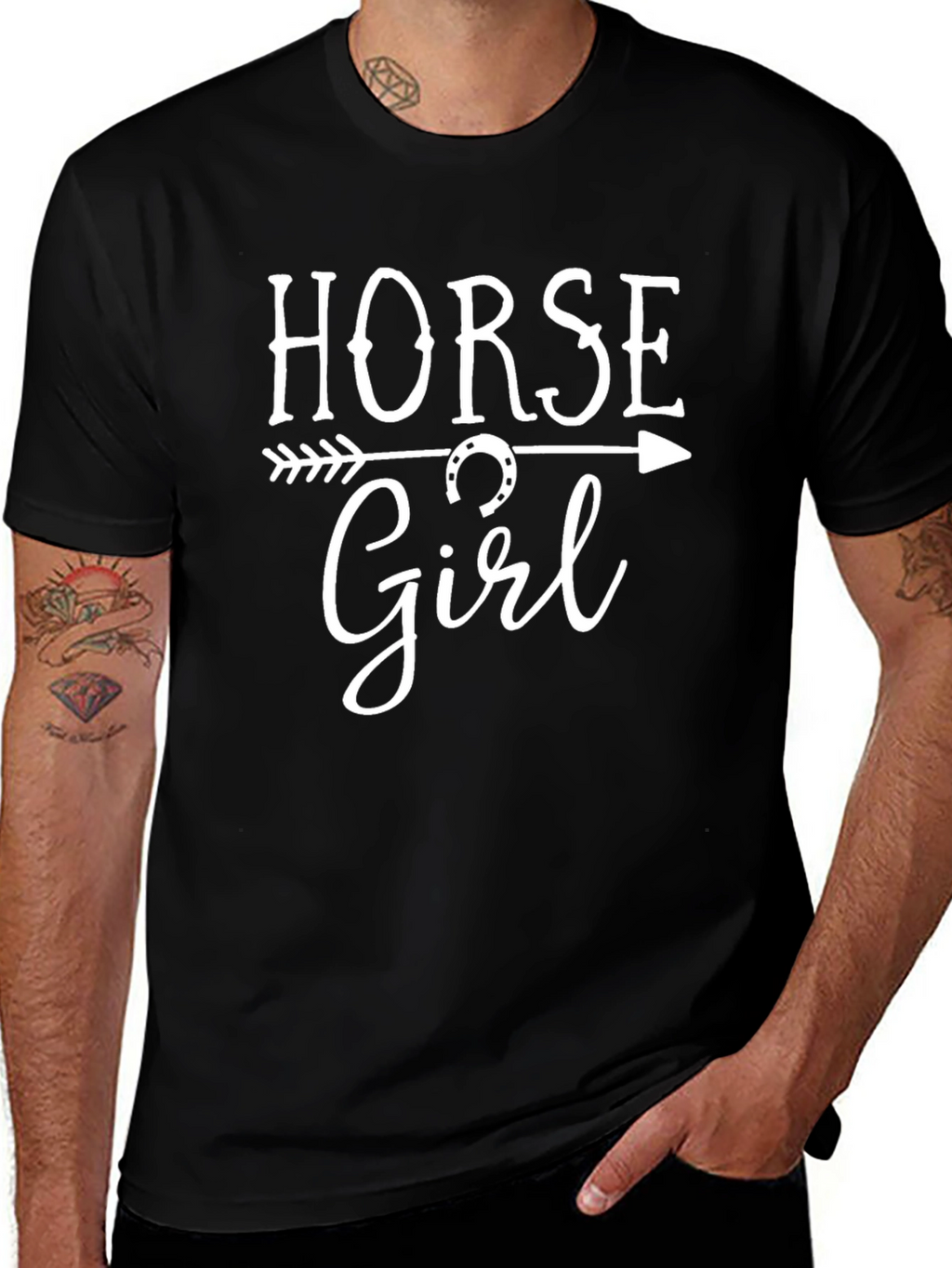 Horse Girl Arrow Horseshoe Graphic Tee Shirt