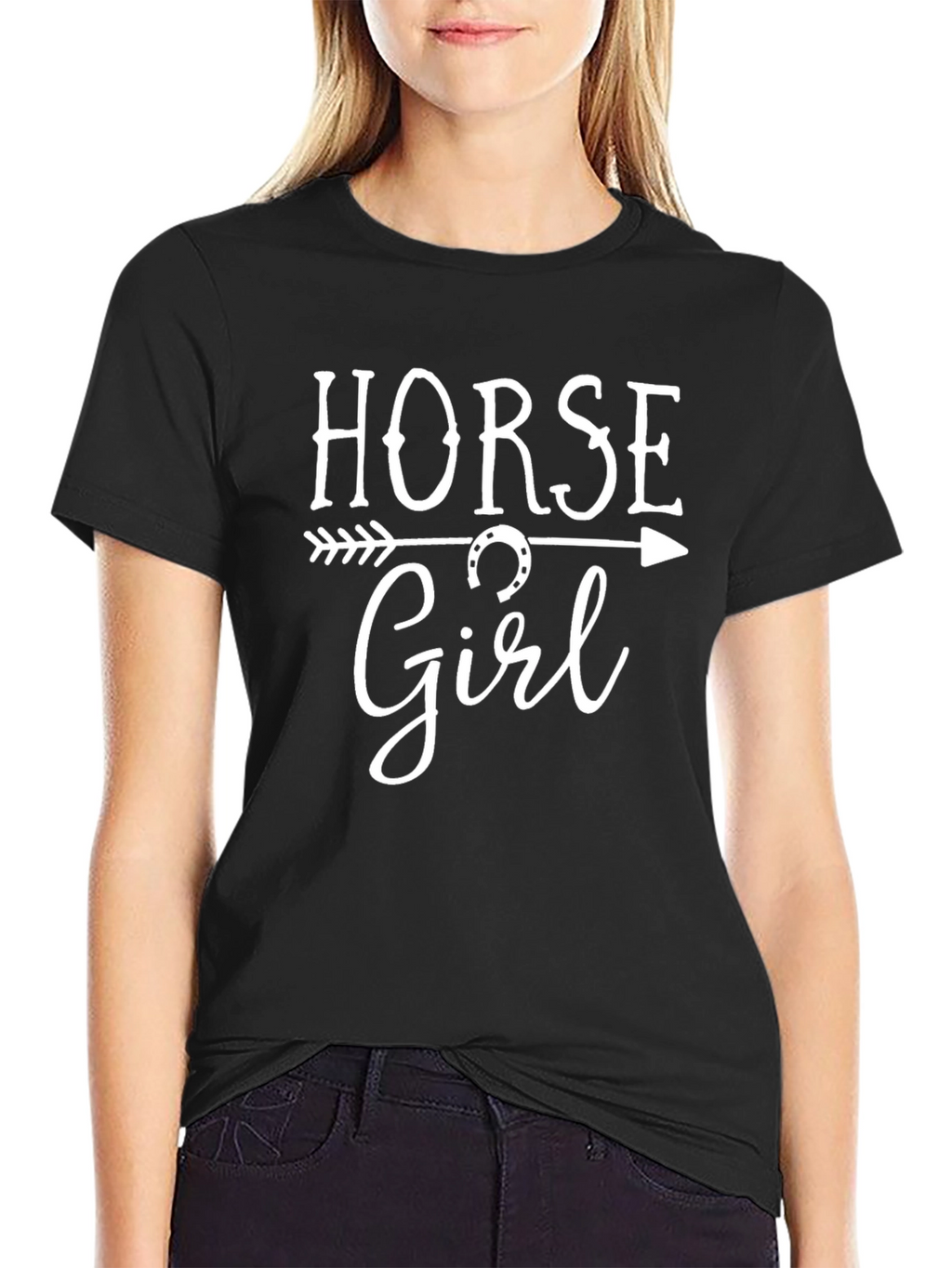 Horse Girl Arrow Horseshoe Graphic Tee Shirt