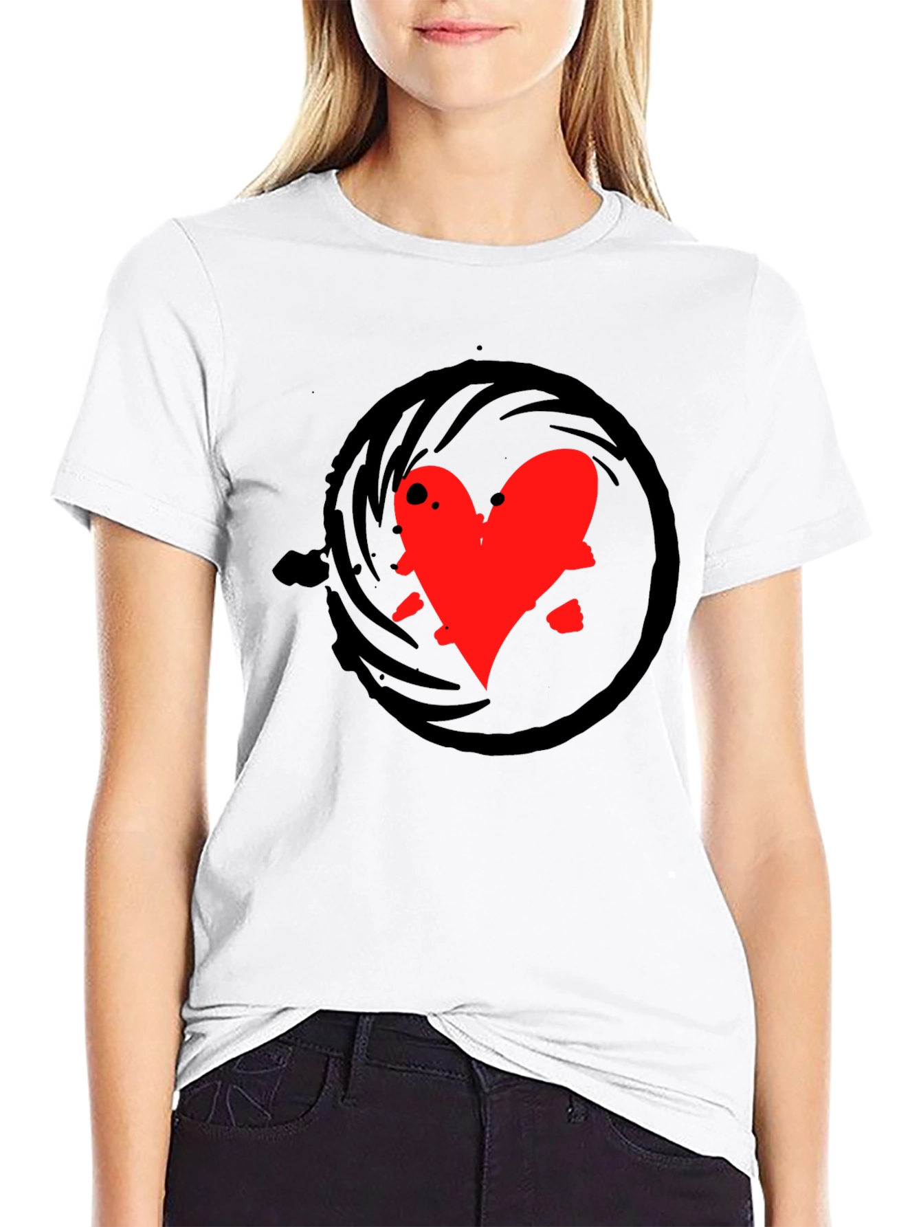 Heart Swirl Black T-Shirt