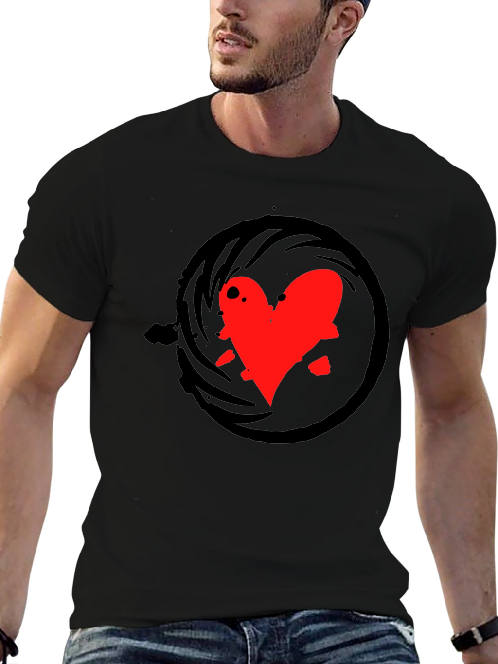 Heart Swirl Black T-Shirt