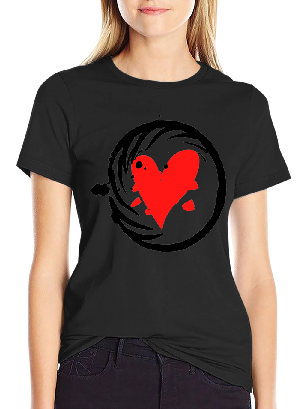 Heart Swirl Black T-Shirt