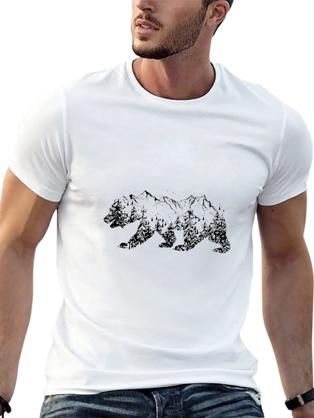 Mens Black Bear Mountain Graphic T-Shirt