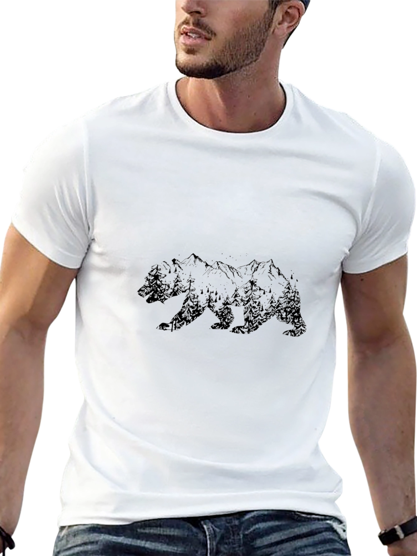 Mens Black Bear Mountain Graphic T-Shirt