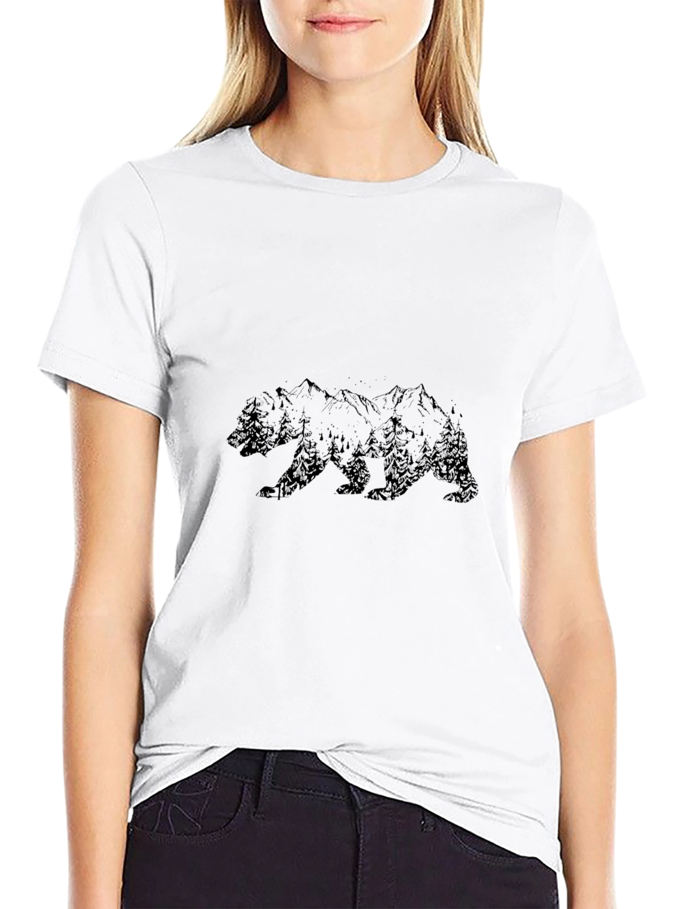 Mens Black Bear Mountain Graphic T-Shirt