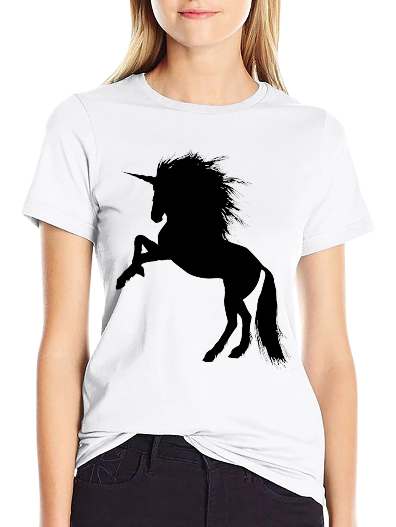 Black Unicorn Silhouette Graphic T-Shirt