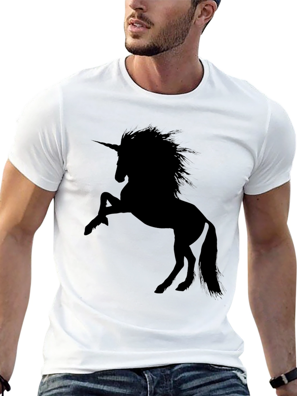 Black Unicorn Silhouette Graphic T-Shirt