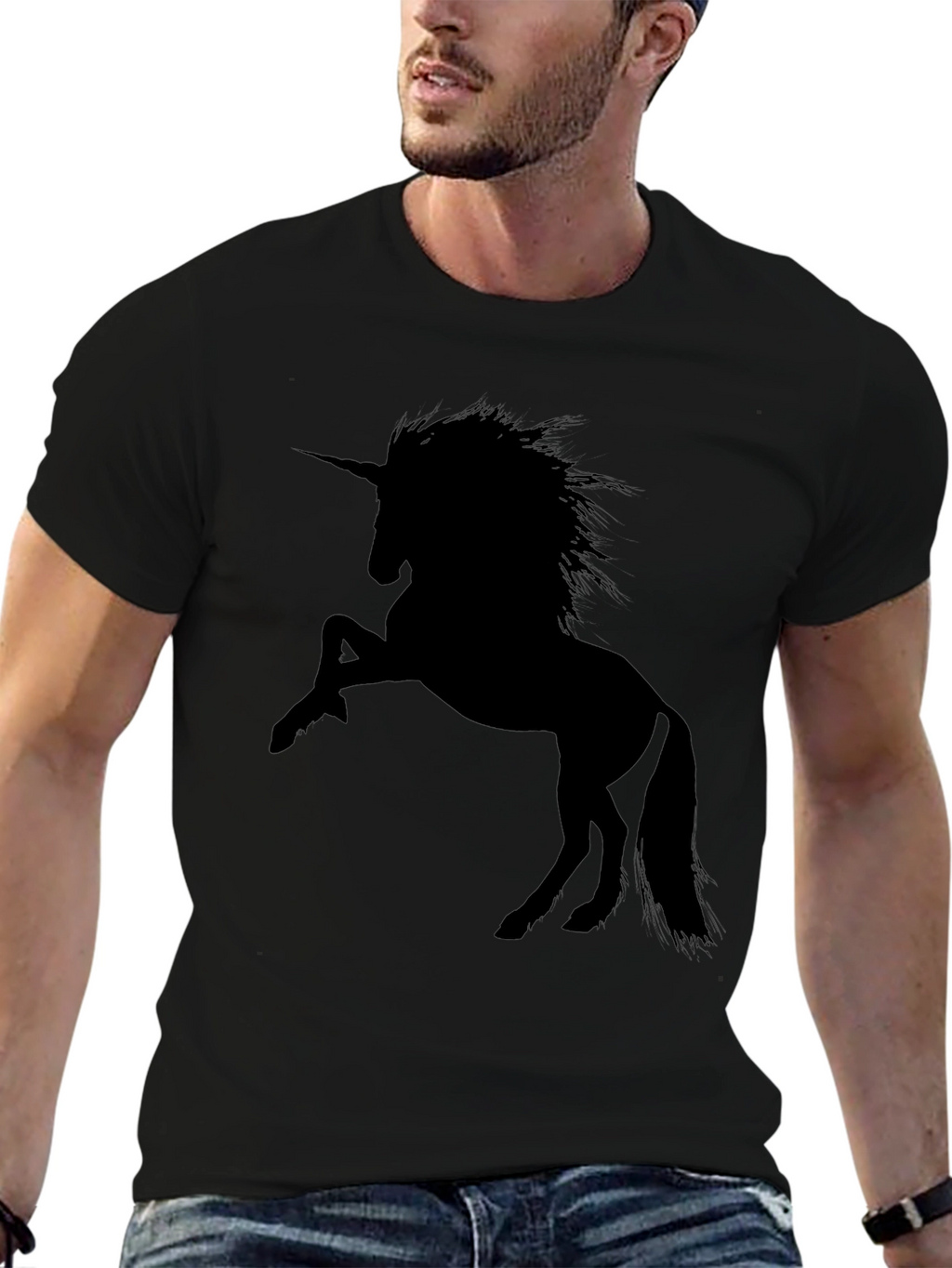 Black Unicorn Silhouette Graphic T-Shirt
